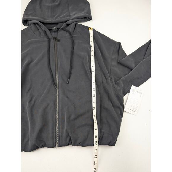 Athleta Women's Large Seasoft Bubble Hem Full Zip Hoodie Charcoal/Black - Picture 6 of 8